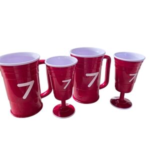Red Cup Living 4-Piece Set - (2) 24oz Beer Mugs & (2) 8oz Wine Goblets Number 7